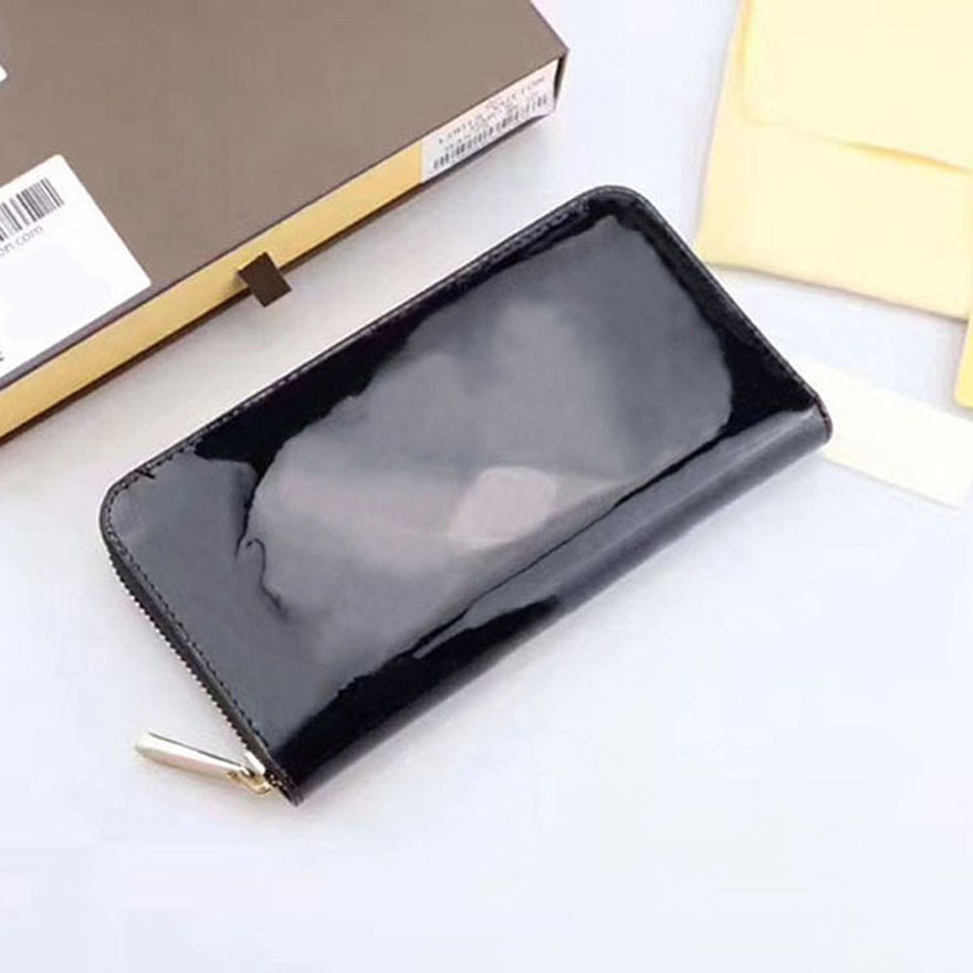 

Luxurys Woman wallet Leather Solid embossed flower fashion designers wallets card holder women single zipper long coin purse with box, Black flower