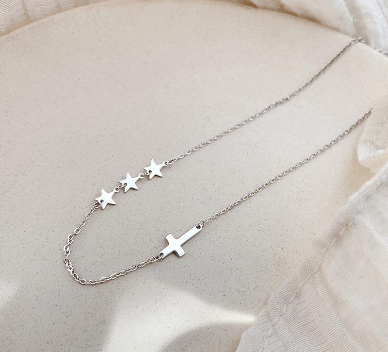 

Chains Modern Jewelry Chain Necklace Simple Personality Cross High Quality Metal Star For Girl Lady Gifts