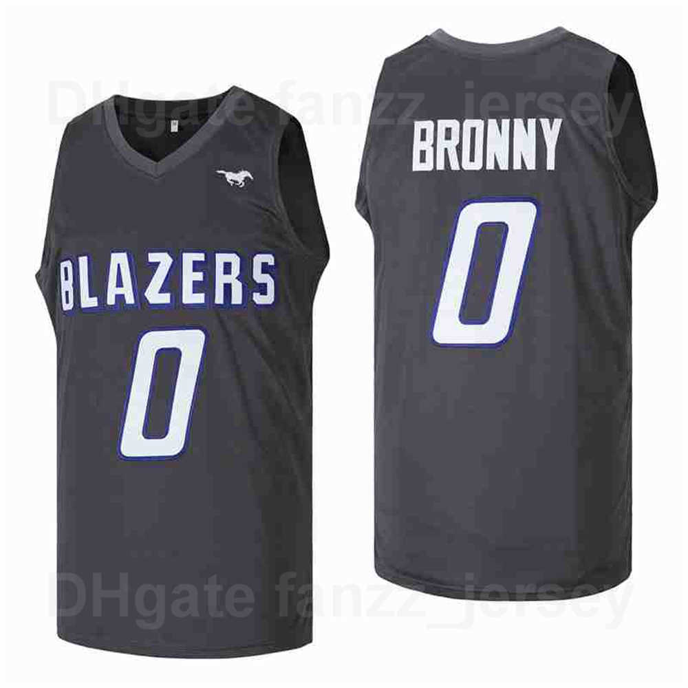 

Men Movie HIGH SCHOOL #0 BRONNY JAMES Jersey SIERRA CANYON BLAZERS Team Color Black Away Breathable HipHop For Sport Fans Pure Cotton, Blue