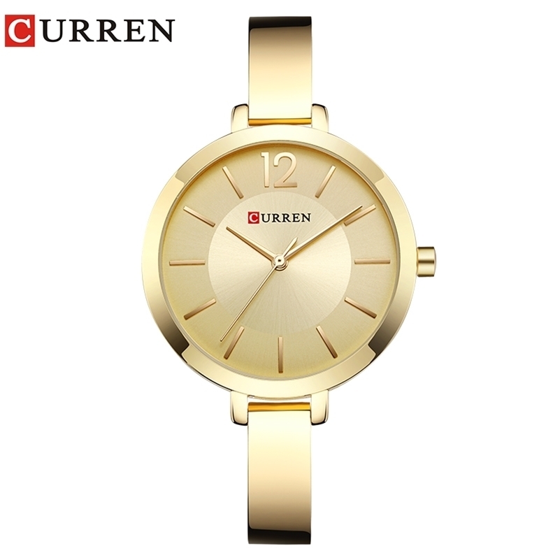 

CURREN Watch Women Quartz Ladies Creative Steel Bracelet Watches Female Clock Relogio Feminino Montre Femme 210517, Gold white