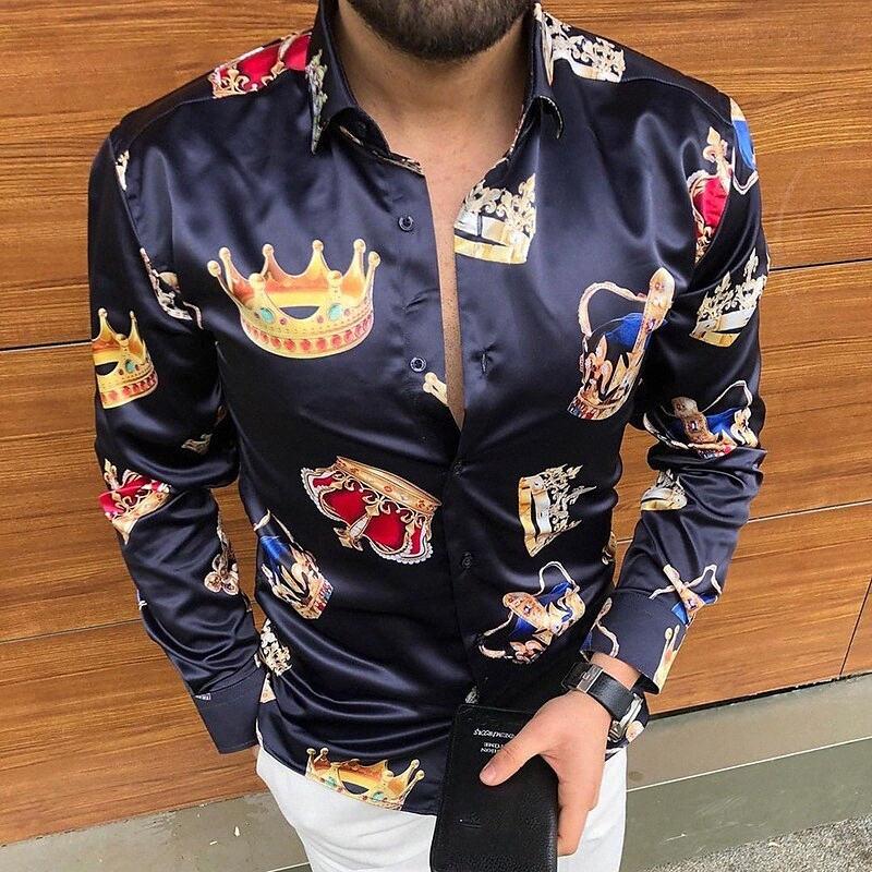 Chemise pour hommes Bloc de couleur graphique Bouton géométrique Collier Casual Casual Patchwork Bouton Patchwork Touche à manches longues Simple