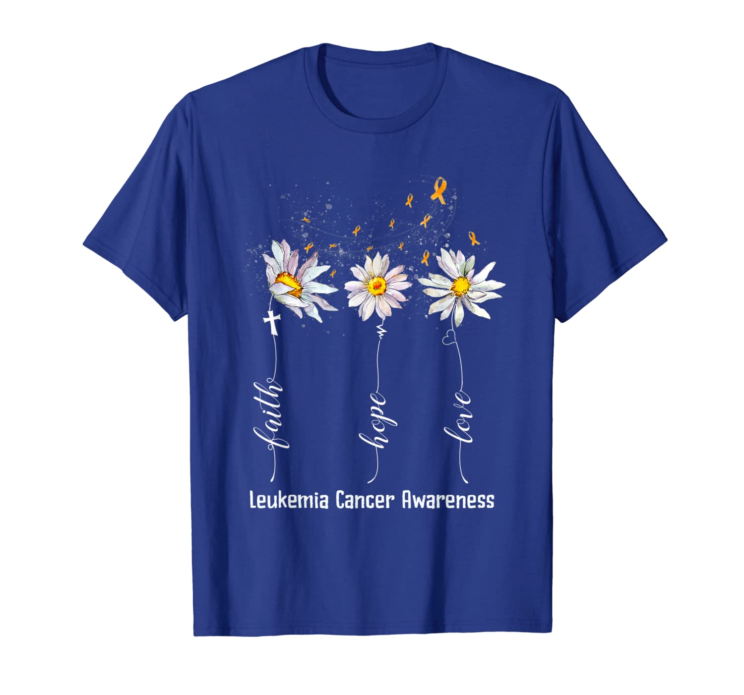 

Faith Hope Love Leukemia Cancer Awareness Shirt Flower Gifts T-Shirt, White;black