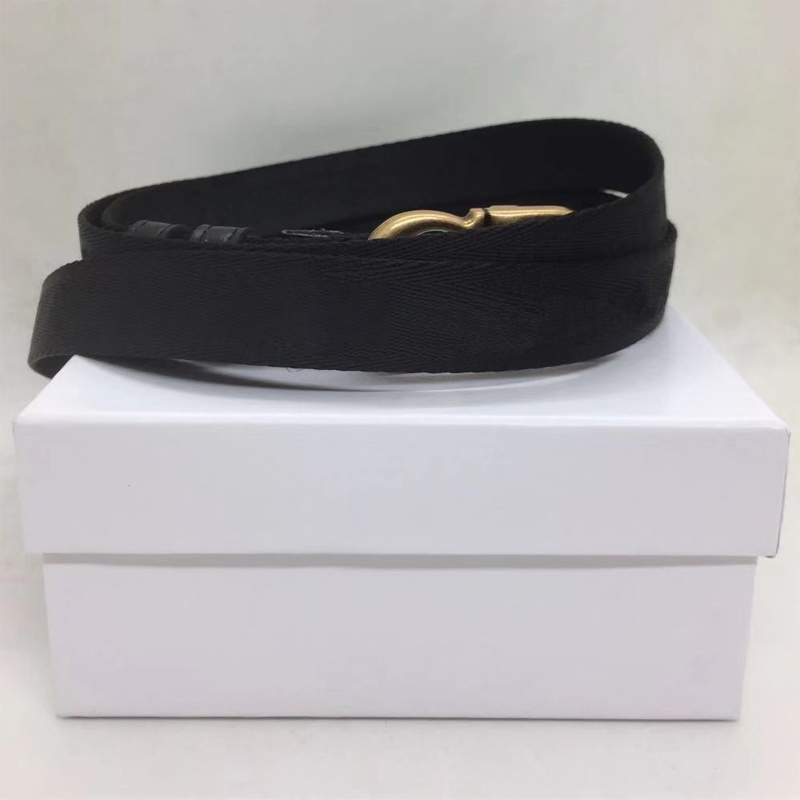 

width 2.0cm nylon belts for womens canvas belt wholesale Fashion casual business metal letter buckle dress waistband of woman classcial with box, Black;brown