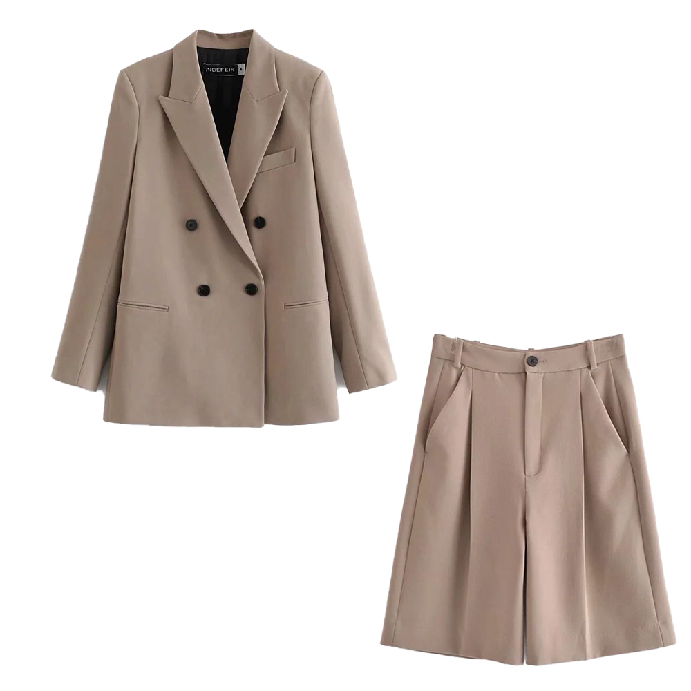 

Women 2 piece set Blazer & High-waist Bermuda Shorts Casual Fashion Woman suits Two-piece Set Outfits 210420