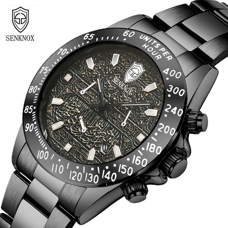 

Wristwatches SENKNOX Brand Mens Quartz Stainless Steel Man Watches Waterproof Black Male Clocks Luxury