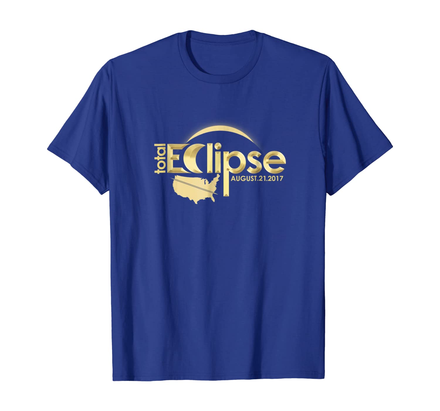 

Total Eclipse Over Amrica Gold USA Map August 21 2017 Tshirt, White;black