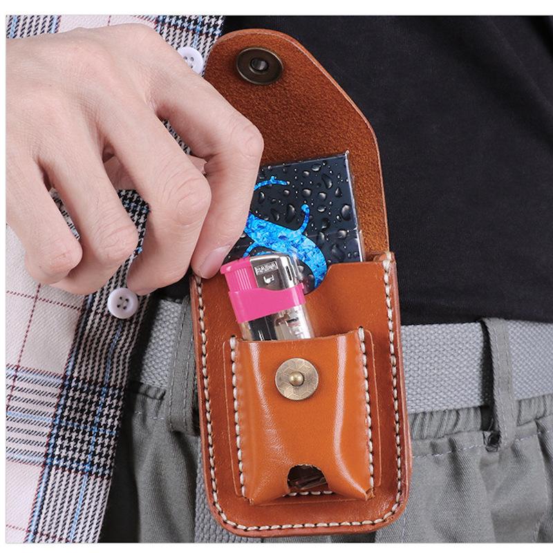 

Vintage Real Leather Cigarette Case Purses Belt Bag Waist Fanny Pack Men Genuine For Purse Drop Bags