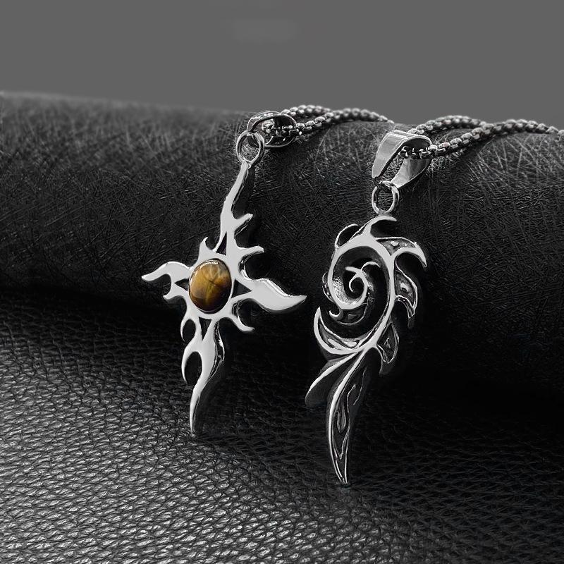 Pendant Necklaces Fashion Trendy Men Flame Titanium Steel Retro Necklace Domineering Simple Jewelry-image-701875212