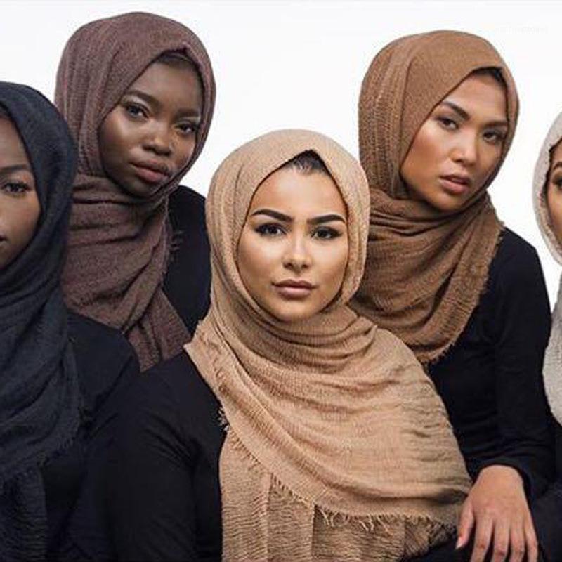 

Scarves 56 Colors Muslim Fashion Islamic Hijab Women Pleated Solid Soft Scarf Musulman Headscarf Turban Shawls Wrap 90*180cm1