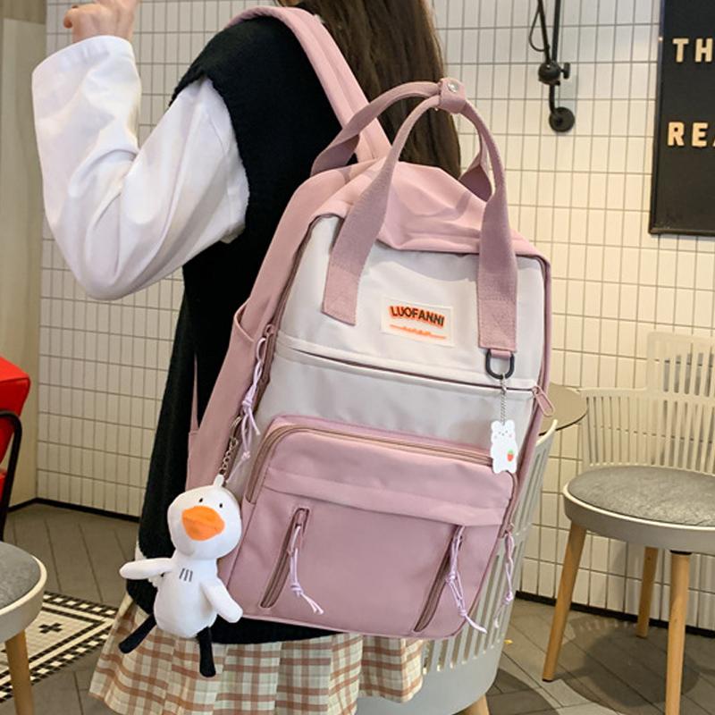 

Fashion Waterproof Nylon Women Backpack Men Large Capacity Students BookBag Contrast Color College Schoolbag Travel Bag Mochila