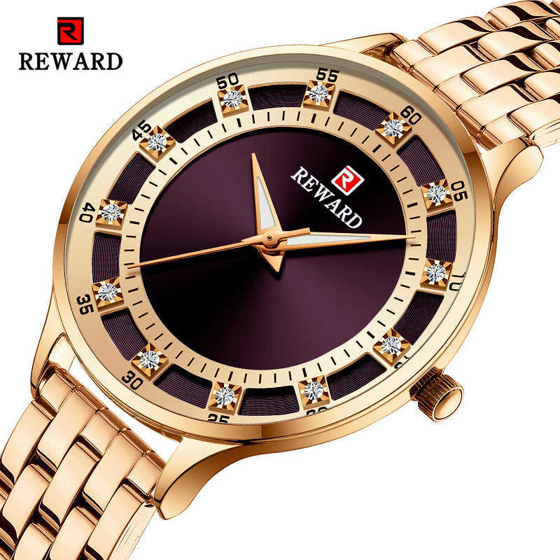 

REWARD Fashion Luxury Brand Ladies Quartz Watch Casual Waterproof Women Watches Reloj Mujer Female Clock Relogio Feminino 210616, Blue gold