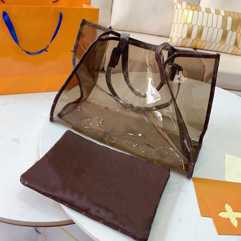

UPS0 Summer Printing Old Big Laser Designer Flower Handbags Purses Shopping Clear Tote Transparent Luxury Bag Lady Fa Fwgsh