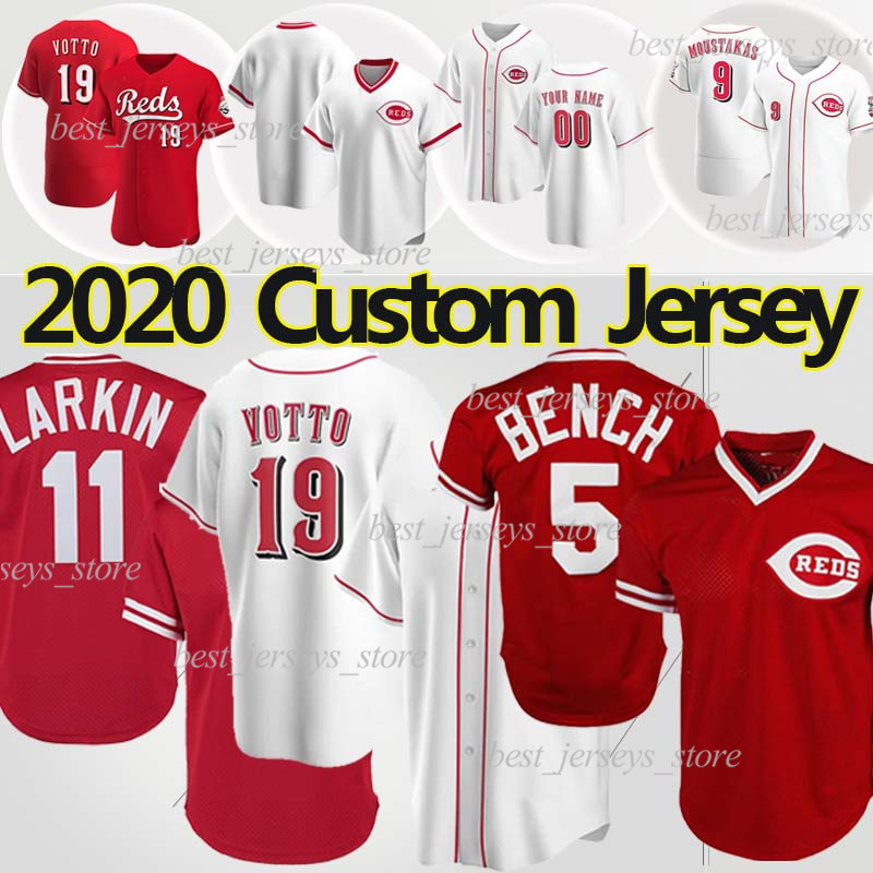 

6 Jonathan India Baseball Jerseys Reds 63 Blake Trahan 58 Luis Castillo 27 Trevor Bauer 19 Joey Votto Johnny Bench Mike Moustakas Custom jersey, Reds cool base 2019