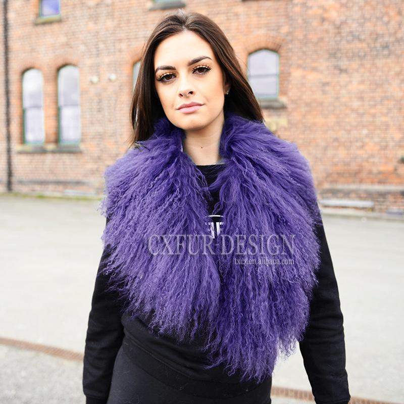 

CX-A-52H Detachable Mongolian Lamb Big Fur Collar Scarves