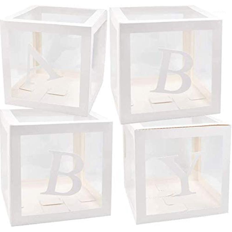 

Party Decoration BabyShower Box Set 4 Clear Block Balloon Boxes With Letters Transparent Backdrop Baby Shower Birthday