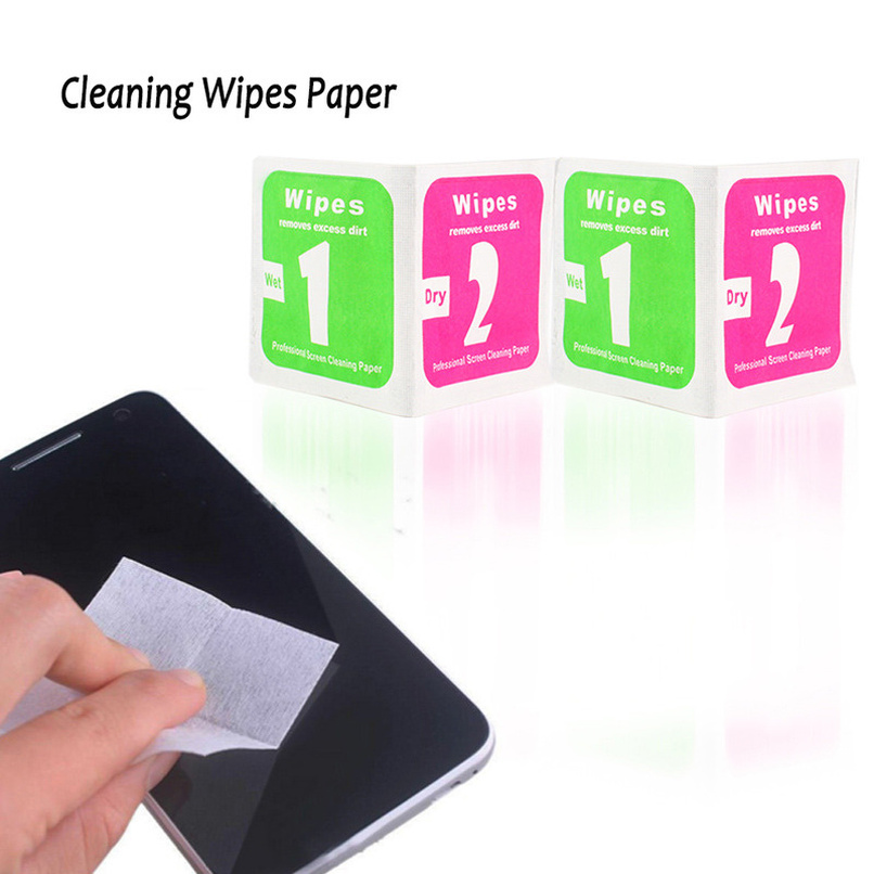 

2 in 1 Dry-Wet Wipes Anti-Dust Gadgets for Tempered Glass Protectors Alcohol Pad Mobile Screen Cleaning Cloth Dust Absorber Guide Stickers