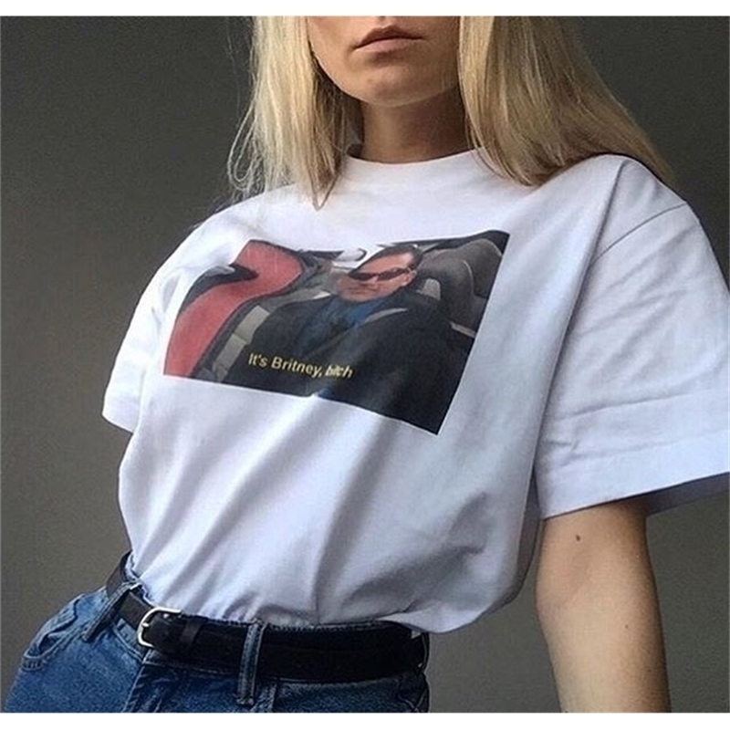 

kuakuayu HJN The Office TV Show It's Britney Bitch Funny T-Shirt Hipster Grunge Printed Tee Michael Scott Dwight Schrute Shirt 210708, White