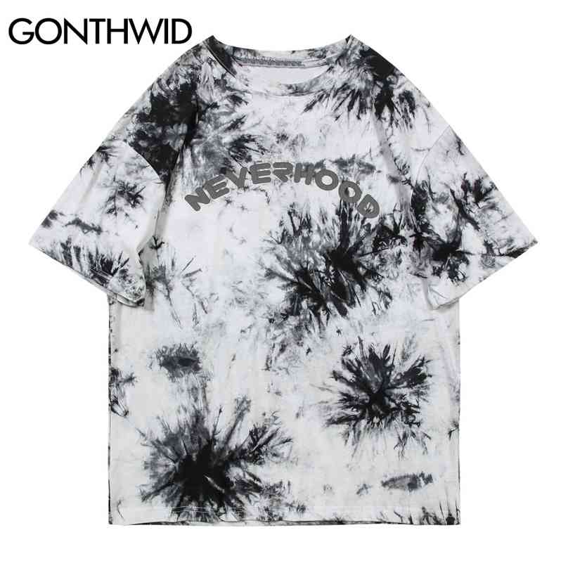 

Tshirts Streetwear Harajuku Tie Dye Print Short Sleeve Casual Cotton T-Shirts Mens Hip Hop Fashion Summer Tees Tops 210602, Pink
