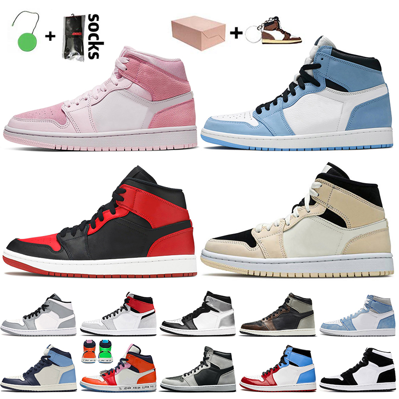 

With Box Jumpman 1 1s Women Mens Basketball Shoes 2021 Mid Digital Pink University Blue Banned Barely Orange High OG Hyper Royal Sneakers