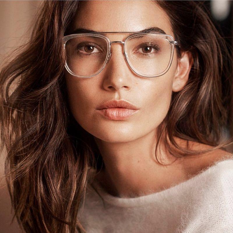 

Fashion Sunglasses Frames Double Bridges Prescription Computer Optics Glasses Transparent Tr90 Female Clear Lens Frame Metal Accessories Men