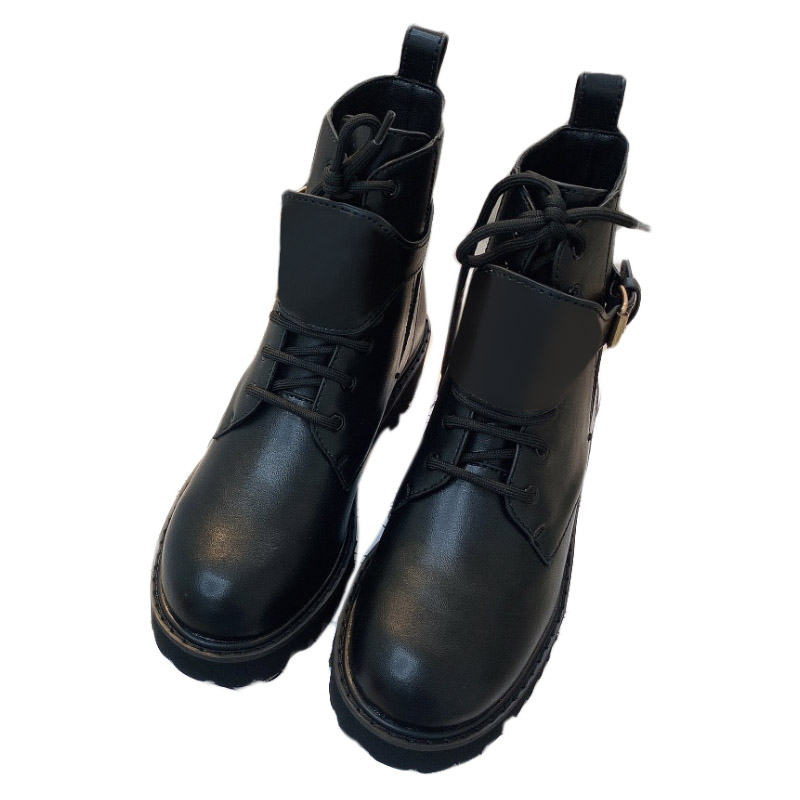 

Martin Boots cowskin Women shoes Fashion High Quality Ankle Shoies Metal 100% Letter Black Bootes Leisure outdoor Mid heel shoe