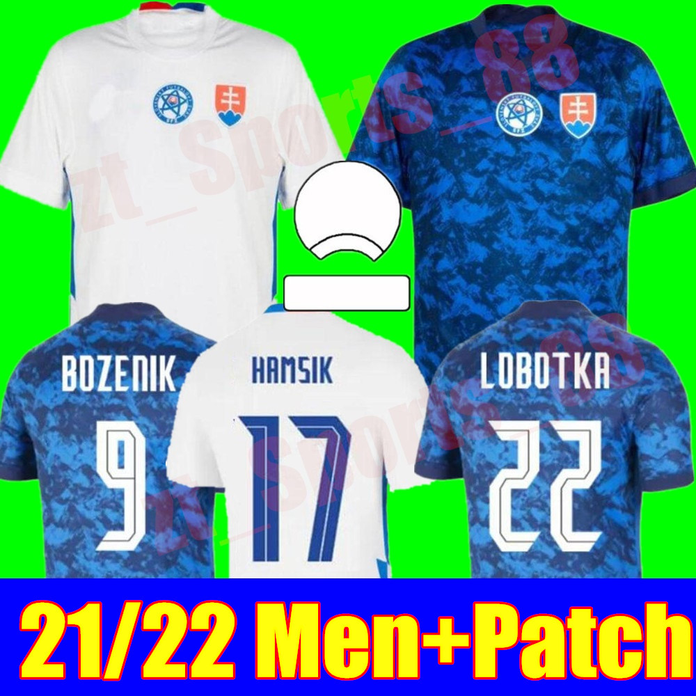 

2021 Slovakia soccer jerseys 21 22 BOZENIK SKRTEL SKRINIAR HAMSIK LOBOTKA Home biue away white national team Football shirts maillot se foot, Away+patch