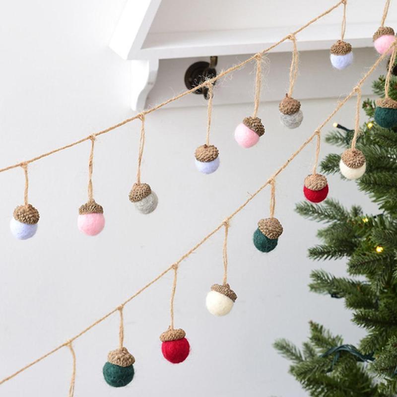 

Christmas Decorations 6pcs Tree Ornament Wool Felt Acorn Pine Cones Diy Pendant For Home Year 2021 Kids Gift E9n4