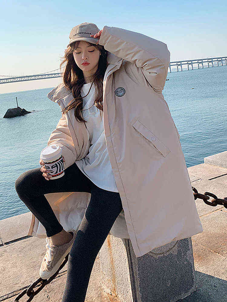 

Korean Style Down Padded Jacket Women's Mid-to-long Section 2021 New Winter Design Sense Niche, Beige