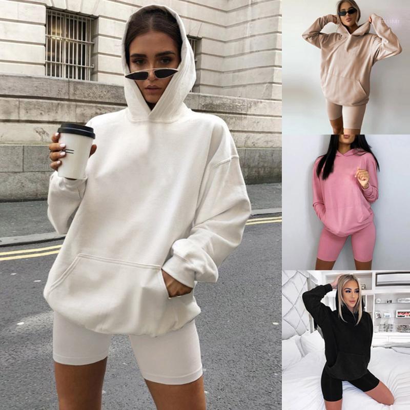 

Women' Tracksuits Fashion Women Ladies Wear Autumn Sweater Shorts Two-piece Sets Home Solid Hooded Long Sleeves Casual Velour Tracksuit 202, Kh