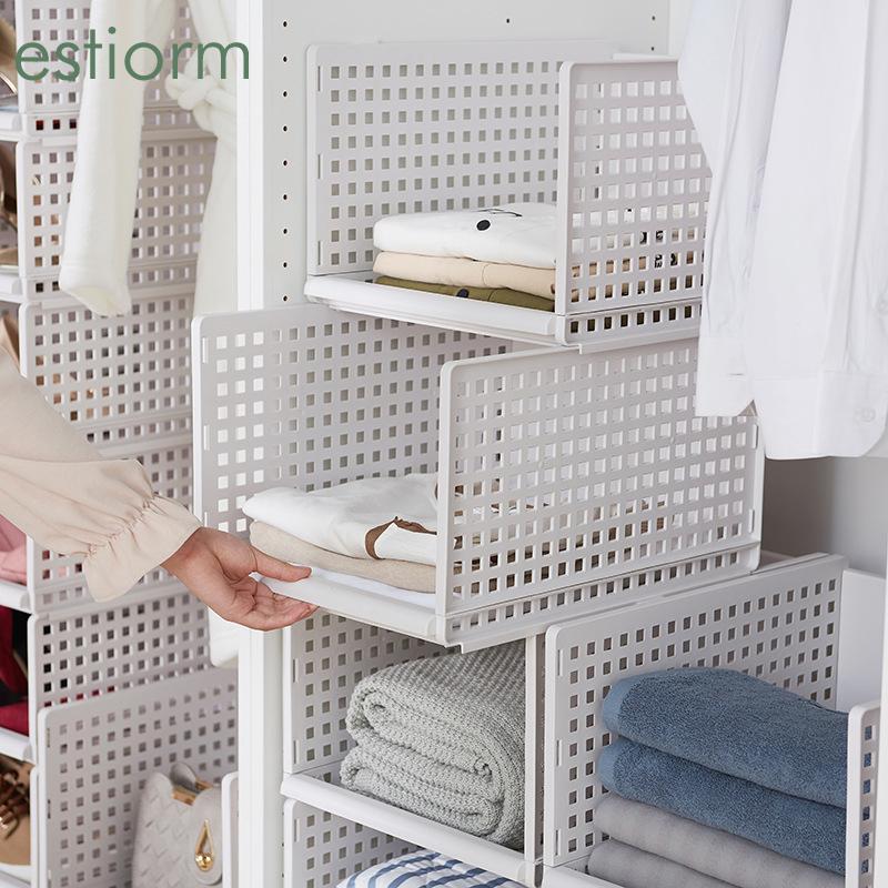 

Storage Drawers Folding Plastic Wardrobe Organizer,Storage Drawer For Clothes, Cabinet Closet Layered Partition Clothes Rack And Basket
