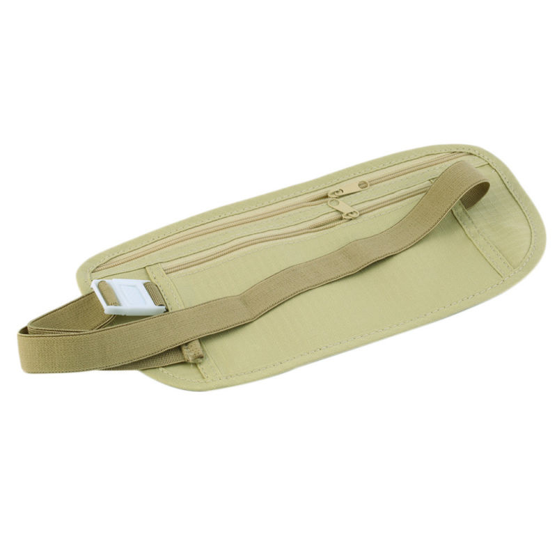 

2021 Travel Pouch Waist Belt Bag Compact Sport Jog Run Zippered Hidden Money Security Storage Bag, Beige