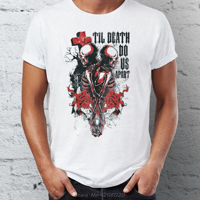 

retro street print T-shirt skull 3D Tshirt summer fashion short-sleeved T-shirts HY1MC17, White