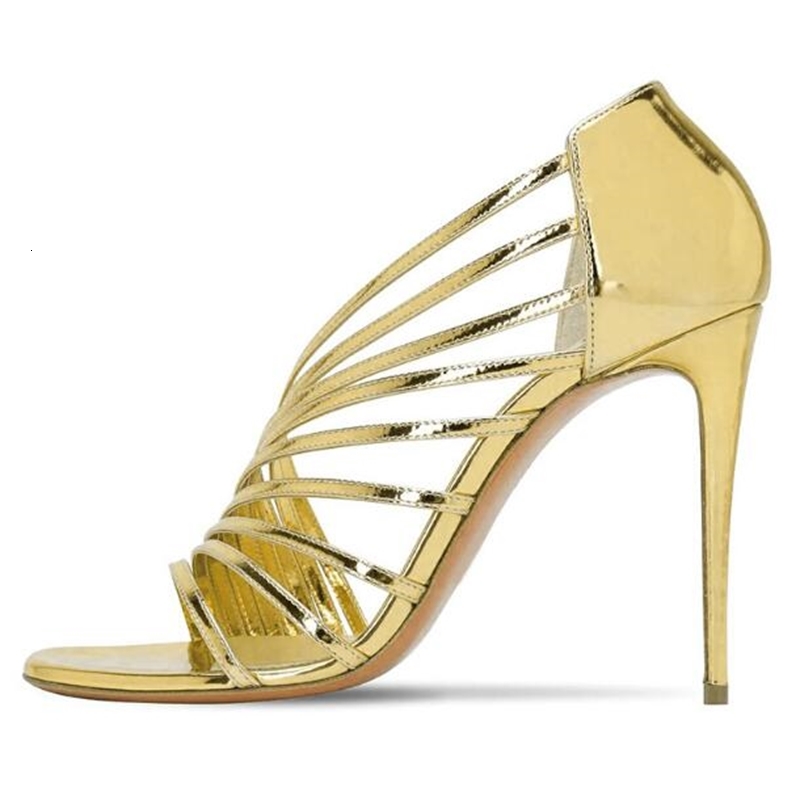 

sandals dipsloot gold patent leather slide in women's sandals narrow bands cover stiletto heels party more size shoes iqr7, Black