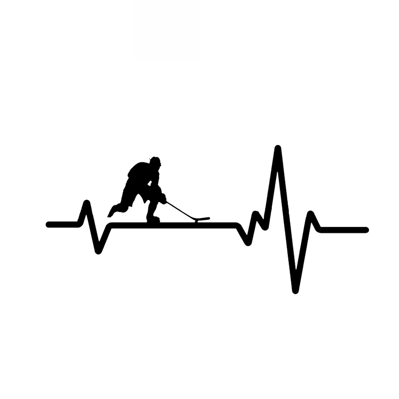 Car Sticker Fun Heartbeat Line Hockey High Quality Decoration Sticker Creative Cover Scratch Black/White, 15cm*7cm-image-687724814