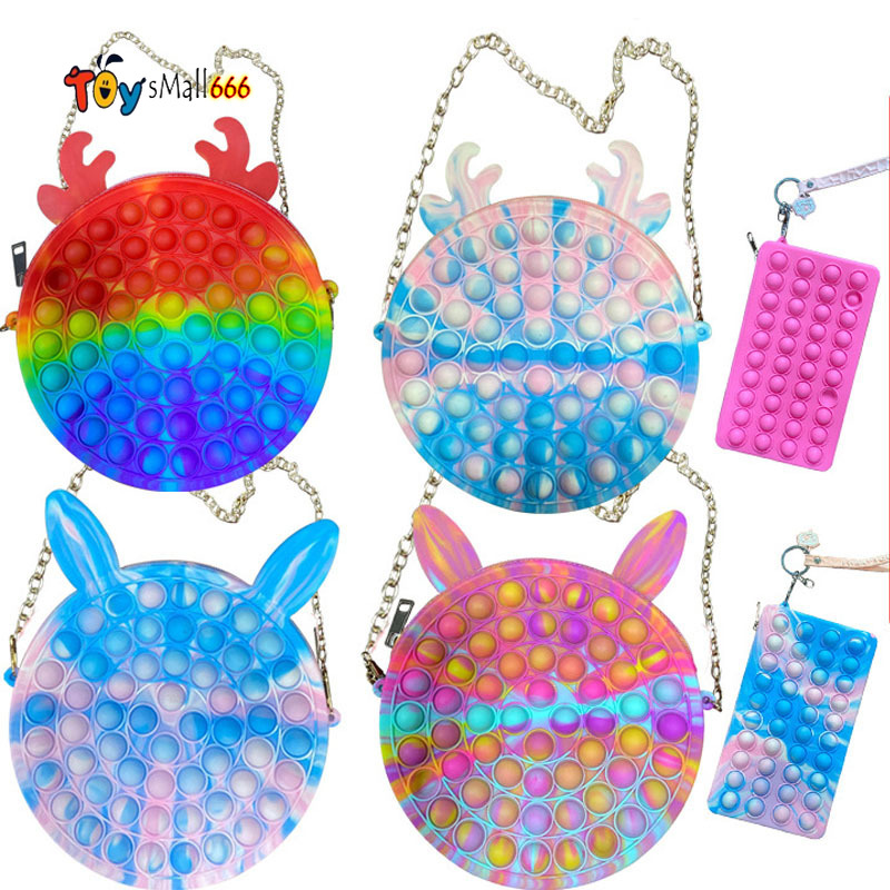 

Silicone Purse Push Bubbles Simple Dimple Stationary Bag Shoulder Bags Sensory Poppet Handbag Fidget Toys Kids Girls Gift