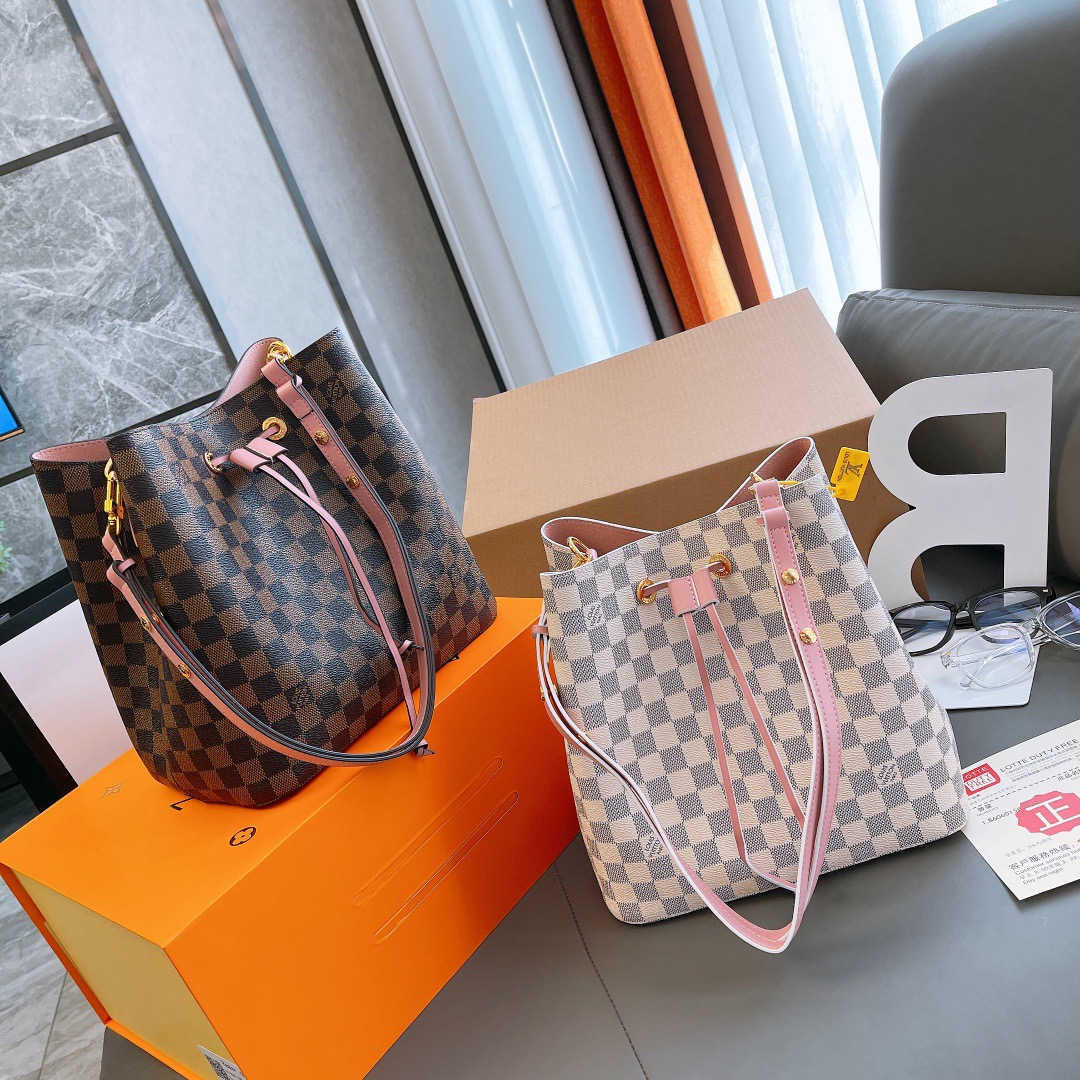 

LV LOUIS bag VITTON Women Bag Printing Drawstring Bucket Bag Ladies Fashion Retro Large-capacity shoulder Messenger Bag