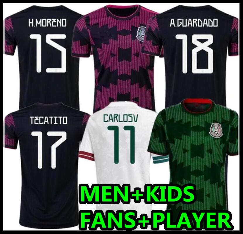 

Mexico soccer jerseys Copa america Camisetas 20 21 CHICHARITO LOZANO DOS SANTOS MORENO ALVAREZ GUARDADO 2021 football shirts Men + Kids kit, Black;yellow