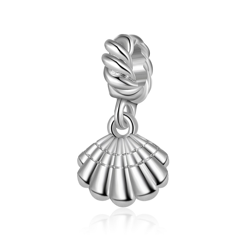 

Fits Pandora Sterling Silver Bracelet 30pcs Sea Shells Dangle Beads Charms For European Snake Charm Chain Fashion DIY Jewelry Wholesale