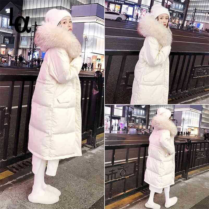 

Women Down Parkas Winter Warm Casual Coats Female White Duck Lady Fur Collar Outerwears 210519, Khaki