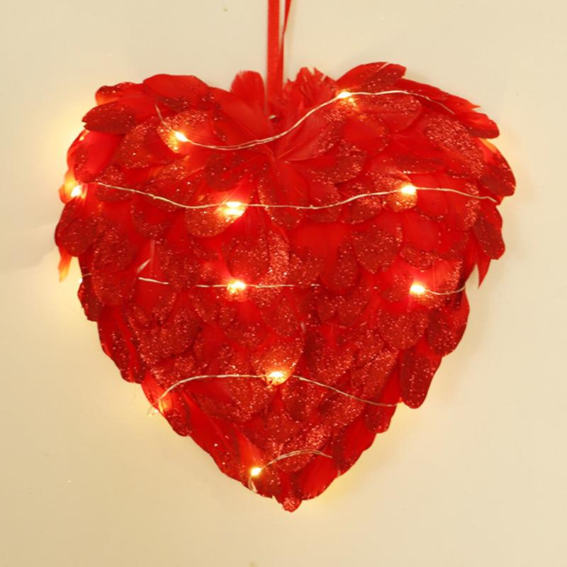 

Decorative Flowers & Wreaths Heart-shaped Hanging Valentine's Day Decorations Red Decoration Garland Door Hanger Gift Pendant Wedding Party
