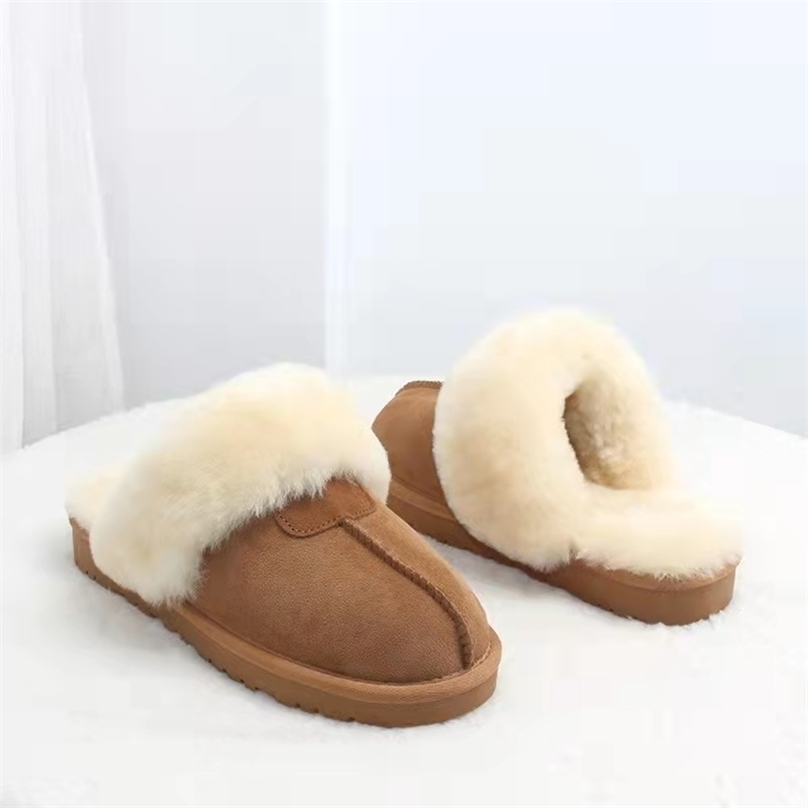 

Women Fashion Natural Sheepskin Fur Slippers Winter Warm Indoor House Top Quality Soft Wool Lady Home Shoes 211110