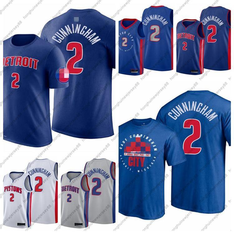 

Men stitched Basketball Jerseys 2 Cade Cunningham Jersey T-shirt 2021 Draft First Gray Blue White Edition City S-XXXL, As photo3