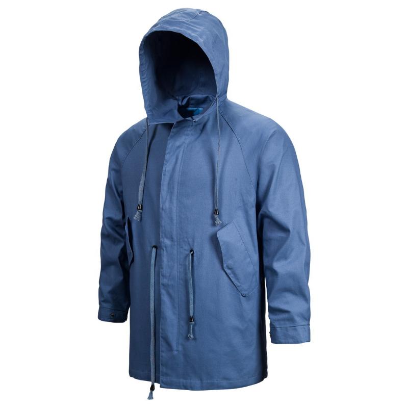 

Men' Jackets Autumn Cotton Hooded Jacket Solid Color Tooling Coat, Black