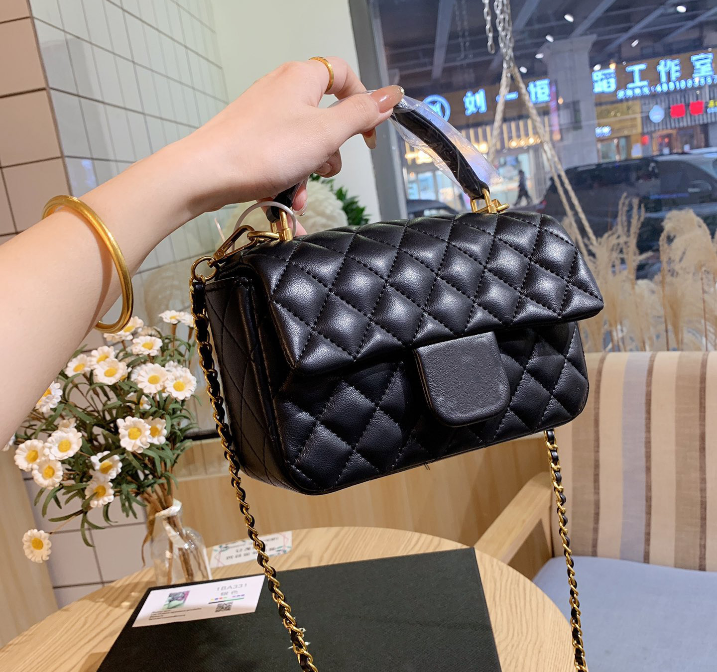 

Designer Ladies Classic Bags Flap Mini Square Matelasse Chain Leather Handle Package Luxurys Designers Small Tote Lambskin Handbags Black Ge