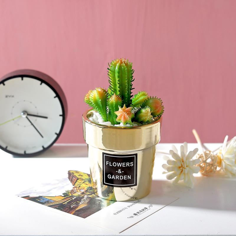 

Decorative Flowers & Wreaths Nordic Succulents Orchid Flower Pots Ceramic Pot Silver Gold Container Tabletop Ornaments Gift, Style 2
