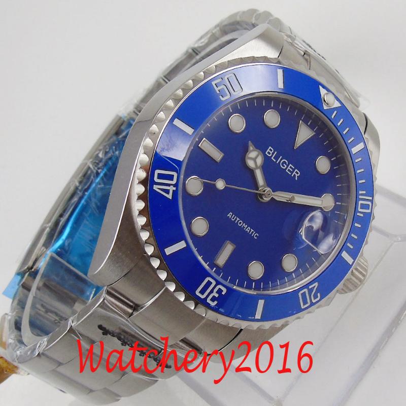 

Wristwatches Black Dial Sapphire Date Luminous Miyota Automatic Movement Men's Watches, Mingzhu2813