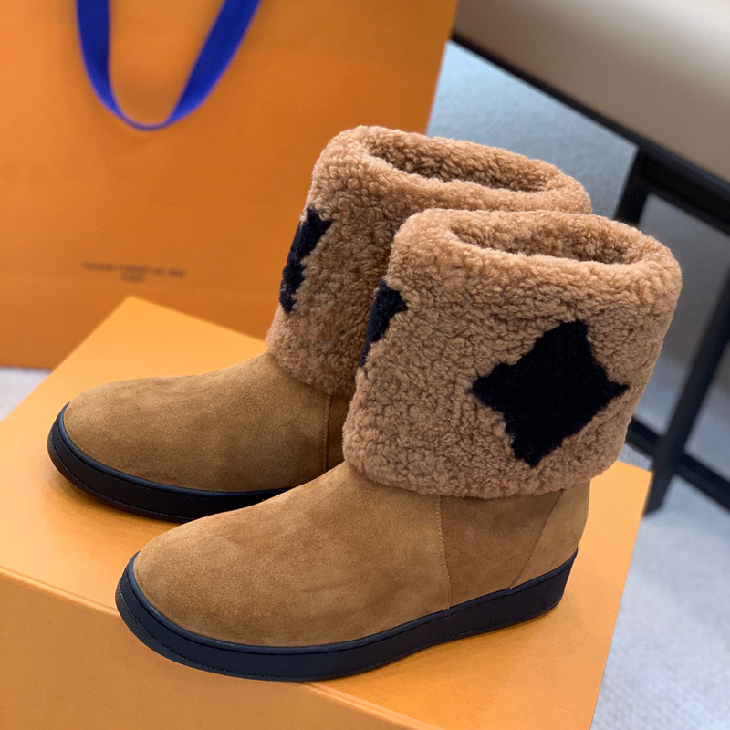 

Luxury Designer snow boot woman furry Boots platform genuine Lady leather Laureate women High Heel Martin Desert designers shoes fashio, 02