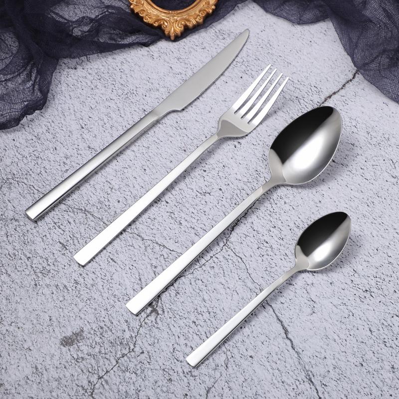 

Dinnerware Sets Stainless Steel Cutlery Set Silver Tableware Mirror Fork Spoon Knife 4Pcs Eco Friendly Kitchen Dinner