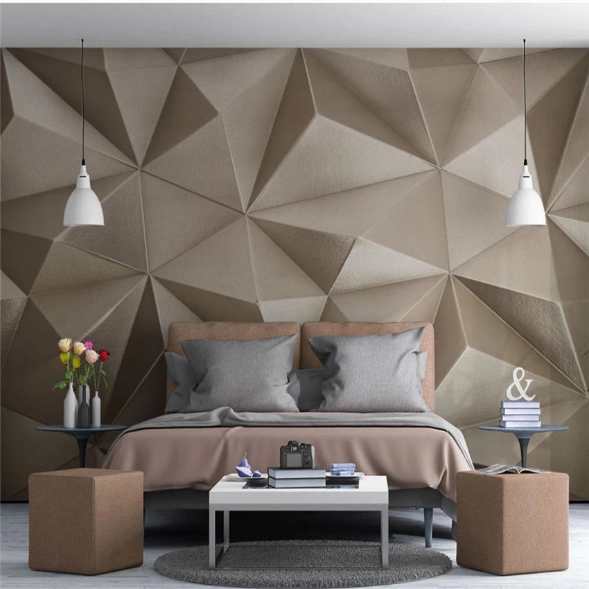 3D stereo geometric wallpapers golden TV background wall modern wallpaper for living room-image-735762666