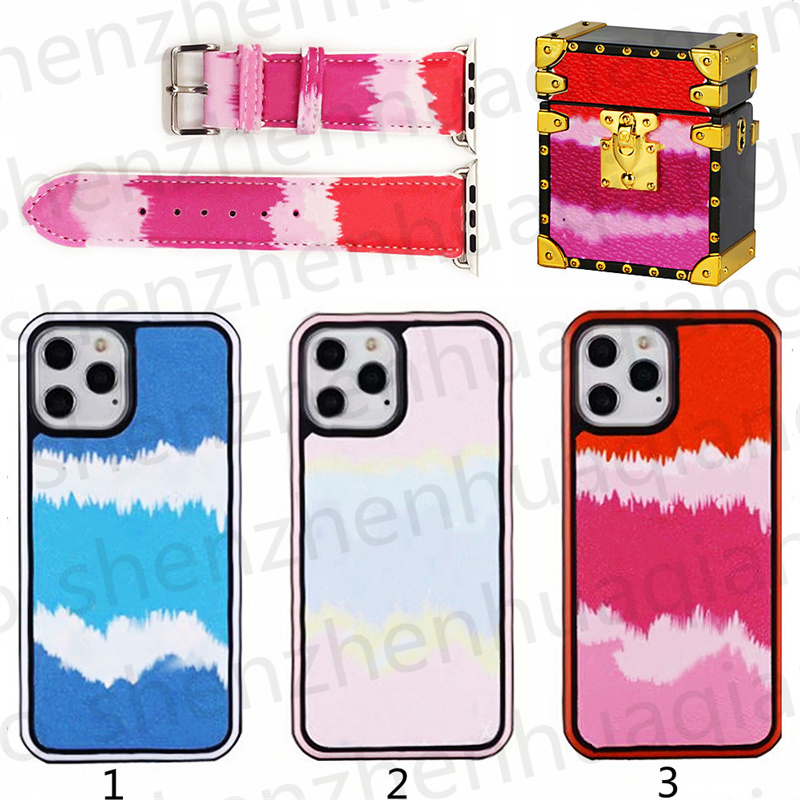 

Fashion Summer Style 3-piece set Earphone protector+ Phone cases +Watch band For iPhone 12 Pro max 11 11Pro X XS XR XSMAX PU Leather AirPods cover Designer 38/40/42/44MM Suit, 4# airpods